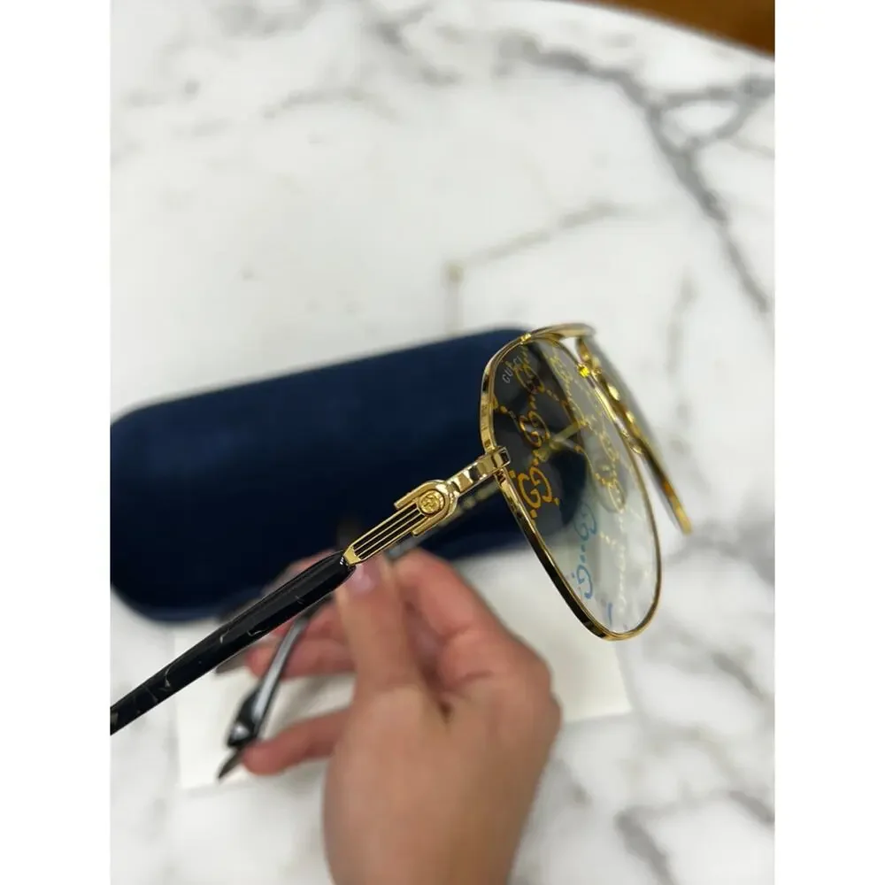 NEW Gucci GG1220S Mirrored Logo Gold Sunglasses $550